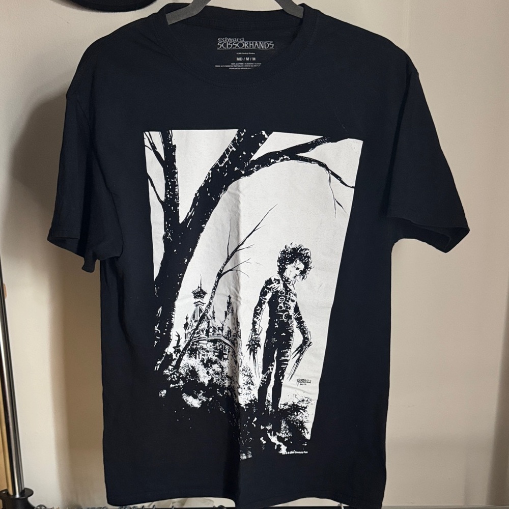Edward Scissorhands Black Tee with White Graphic